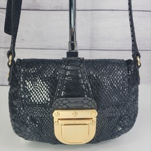 Michael Kors Charlton Black Embossed Leather Crossbody Purse